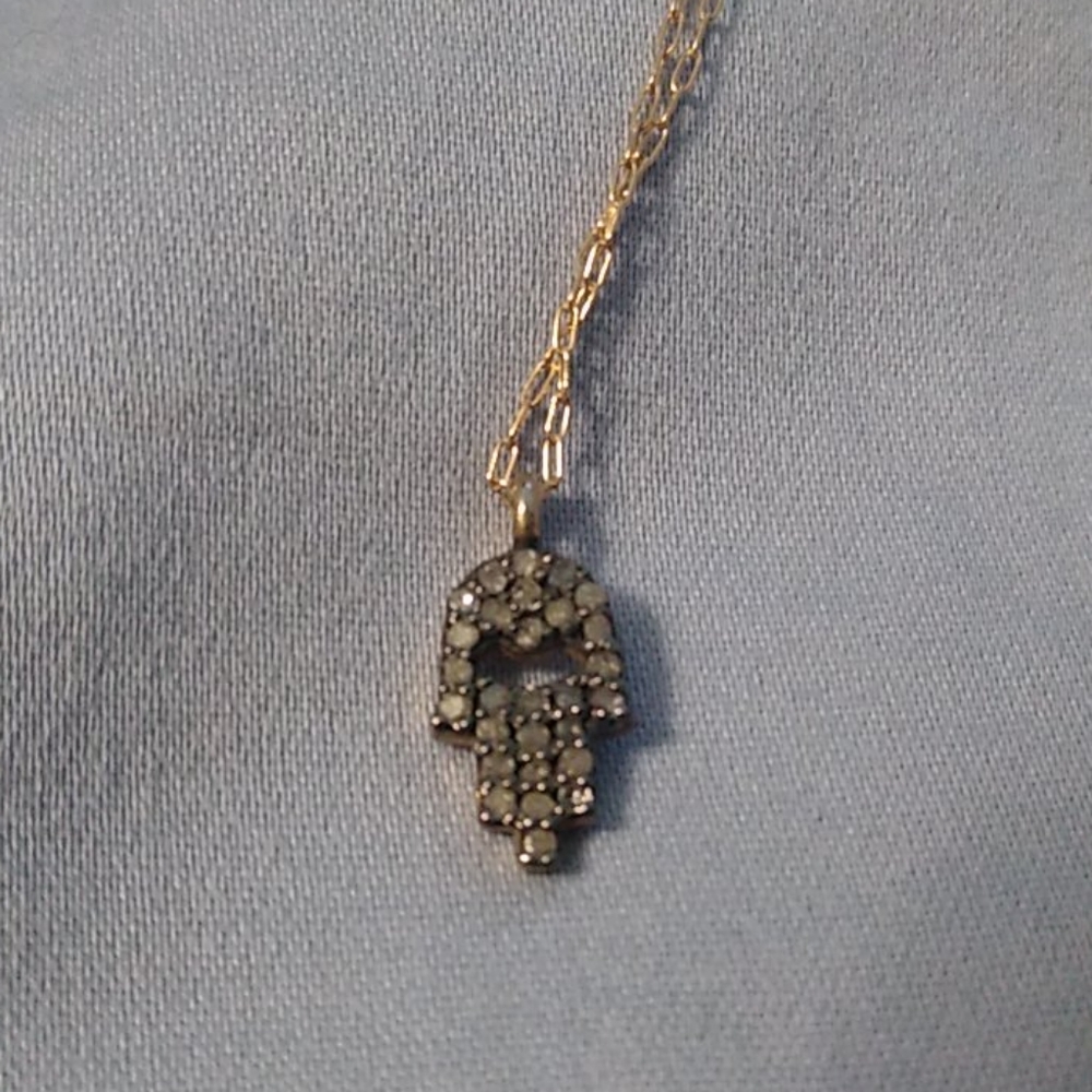 Tiny gold crystal hamsa necklace BNWT